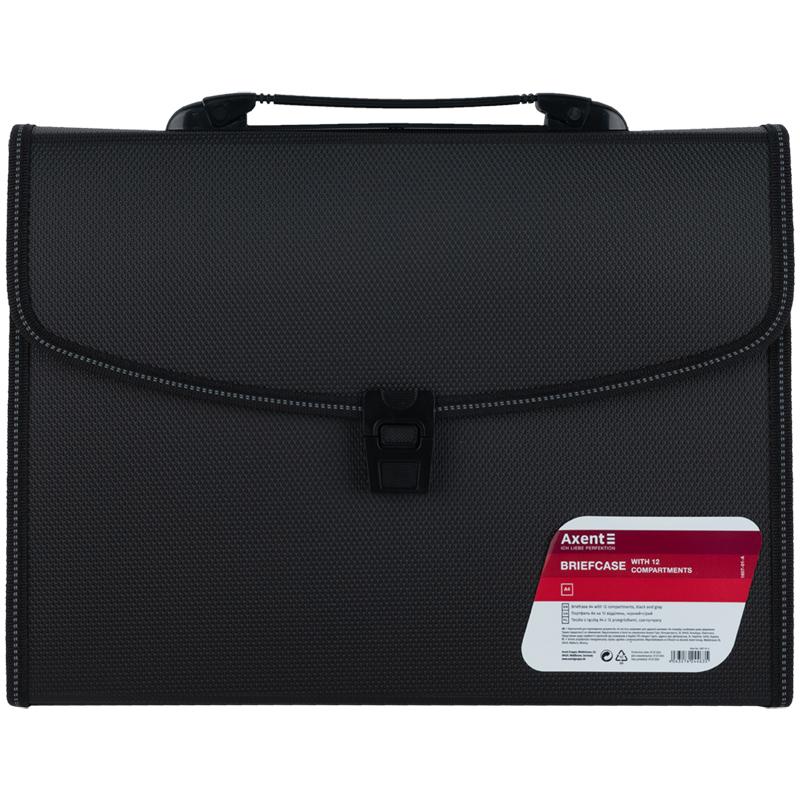 Портфель А4 на 12 відділень Axent 1607-01-A, чорний